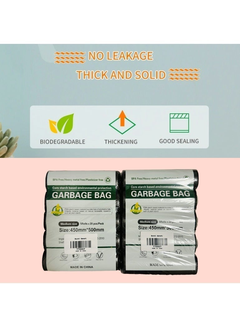 Garbage Bags Compact Roll Black 45x50cm 2.6Gallon (20pc x 5Rolls) 100bags - Image 1